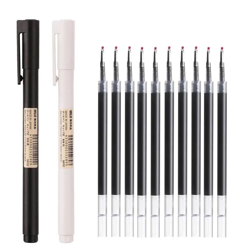 Muji Stationery Gel Pen - 0,5 мм черная/белая гелевая ручка с
