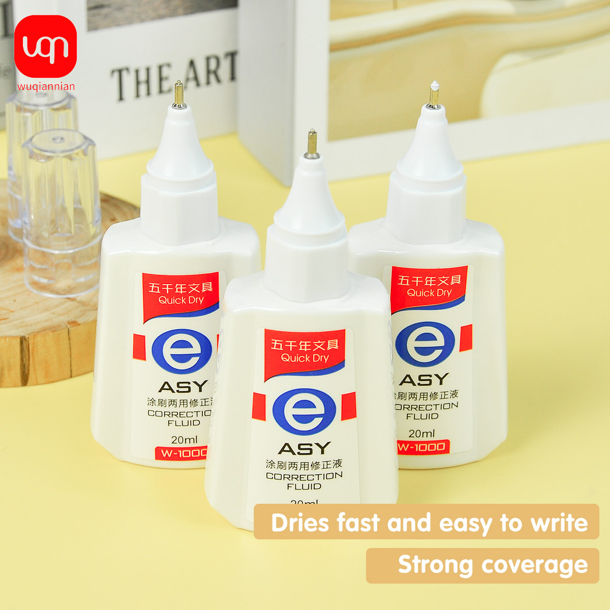 Correction Fluid White - Быстросохнущая корректирующая жидкость WQN, 20 мл,