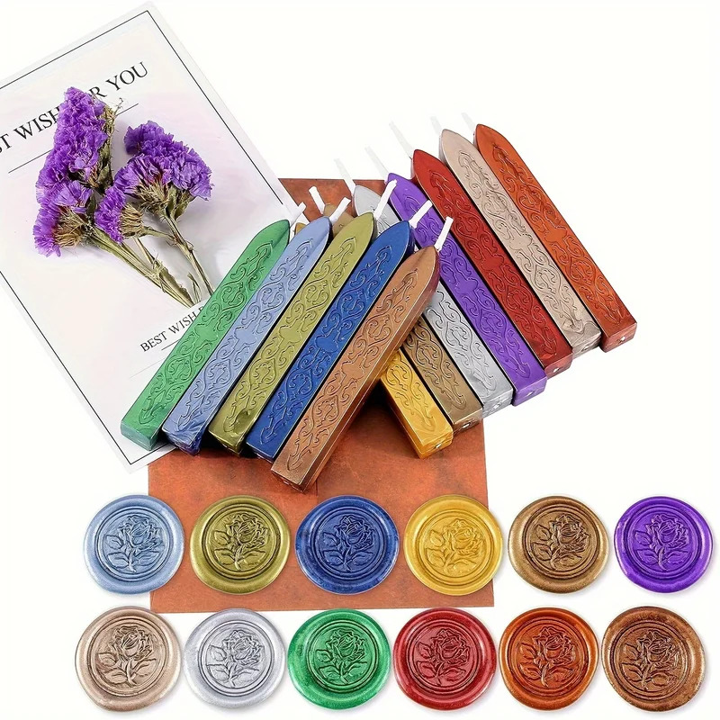 12 шт./пакет, металлические ра – обзор и цена Wax Seal Stamp Kit
